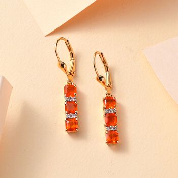 AAA Purpurroter Feueropal, Wei&szlig;er Zirkon Ohrringe 925 Silber 750 Gelbgold Vermeil ca. 1.53 ct