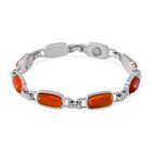 Roter Achat, Weißer Kristall Armband ca. 20 cm