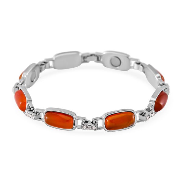 Roter Achat, Weißer Kristall Armband ca. 20 cm image number 0