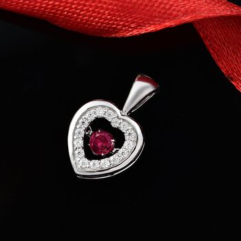 Afrikanischer Rubin und Moissanit Herz Anh&auml;nger - 0,55 ct.