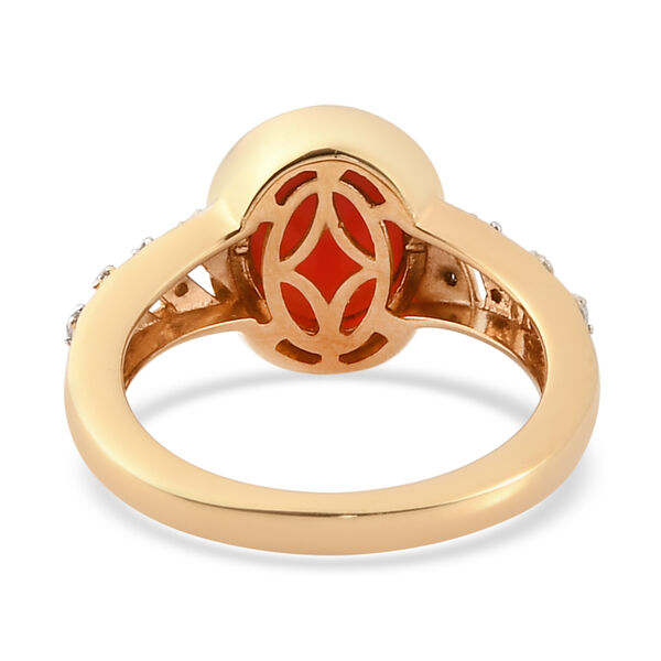 Mexikanischer Kirschfeuer-Opal und Zirkon Ring 925 Silber vergoldet  ca. 2,28 ct image number 6