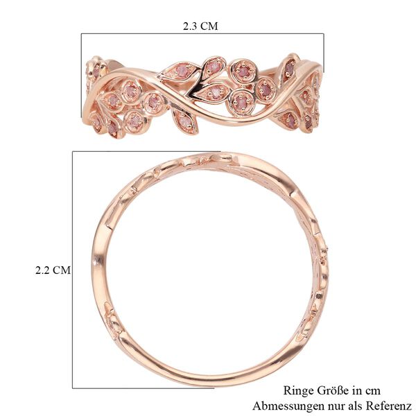 Nat&uuml;rlicher, ungeschliffener rosa Diamant-Ring 925 Silber Ros&eacute;gold Vermeil  ca. 0,19 ct image number 6