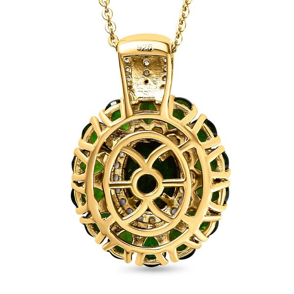 Nat&uuml;rlicher Chromdiopsid-Anh&auml;nger mit Kette, 925 Silber Gelbgold Vermeil ca. 4.55 ct image number 5