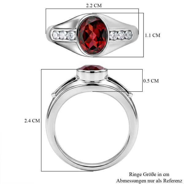 EVER TRUE Roter Granat, Wei&szlig;er Zirkonia Ring 316L Edelstahl (Gr&ouml;&szlig;e 19.00) image number 6