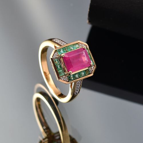 AA Afrikanischer Rubin , Smaragd und Zirkon Ring - 2,9 ct. image number 1
