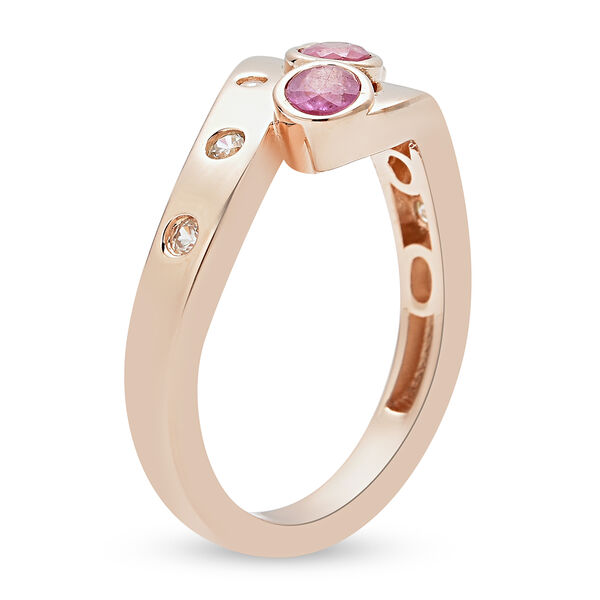 Ilakaka Rosa Saphir (Fissure gef&uuml;llt) und Zirkon Bypass-Ring, 925 Silber ros&eacute;vergoldet image number 5