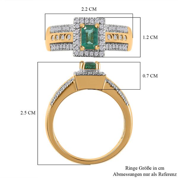 AAA Smaragd und Zirkon Ring- 1,07 ct. image number 7