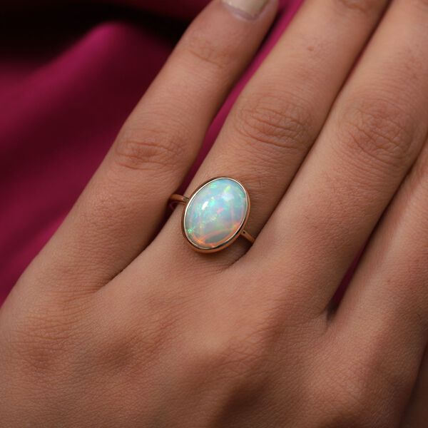 AAA Nat&uuml;rlicher &Auml;thiopischer Opal Solit&auml;r Ring 375 Gelbgold image number 3