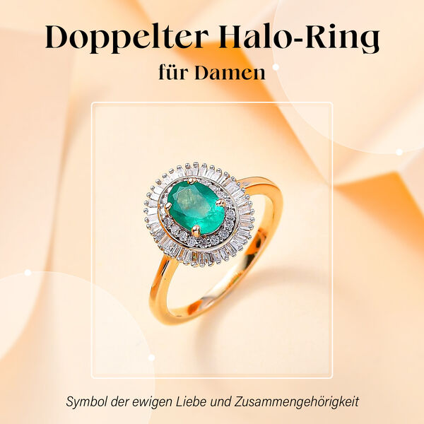 AAA Smaragd und Diamant Ring in 585 Gold - 1,07 ct. image number 2