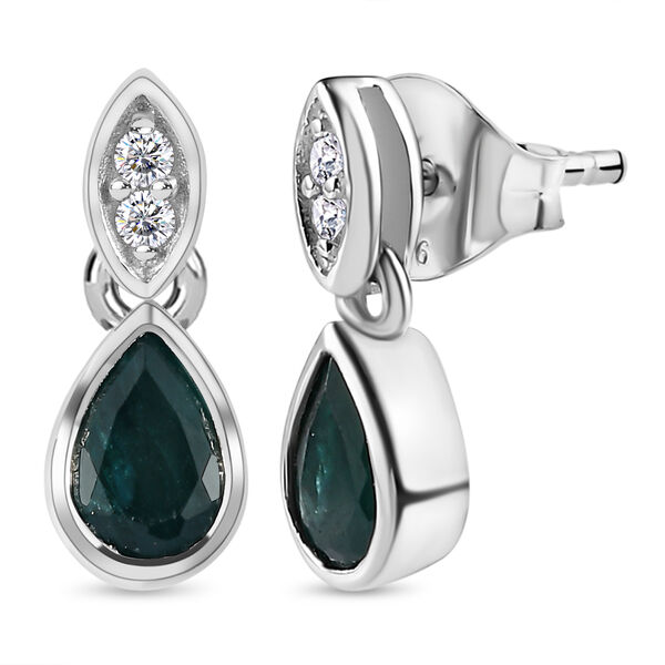 Grandidierit und wei&szlig;e Zirkon-Ohrringe, 925 Silber platiniert, ca. 0.84 ct image number 4