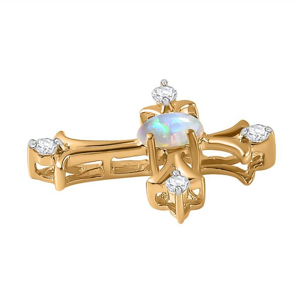 AA Nat&uuml;rlicher, &auml;thiopischer Welo Opal und Moissanit-Kreuz-Anh&auml;nger - 0,24 ct. image number 5