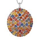 Rosa Saphir, Blauer Saphir Schmuckset 925 Silber rhodiniert ca. 18.15 ct