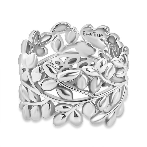 Blatt Bandring im Designer-Stil in Silberton image number 5