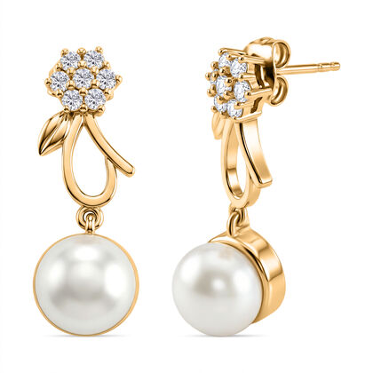 EVER TRUE S&uuml;&szlig;wasser Perle (8.5-9 mm), Wei&szlig;er Zirkon Ohrringe Nickelfreies Messing