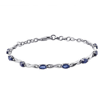 Masoala Saphir-Armband, ca. 19 cm, 925 Silber platiniert ca. 3,00 ct