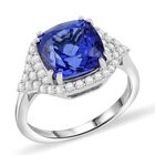 AAAA Tansanit, Weißer Diamant Ring 950 Platin (Größe 16.50) ca. 6,00 ct