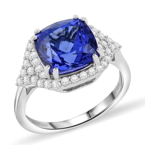 RHAPSODY zertifiziert und geprüft AAAA Tansanit und VS-EF Diamant Ring in 950 Platin - 6 ct. image number 0