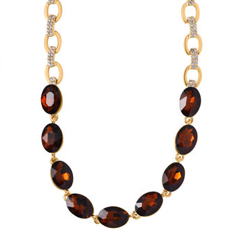 Brauner Kristall, Wei&szlig;er Kristall Halskette ca. 50 cm  Std Gelb