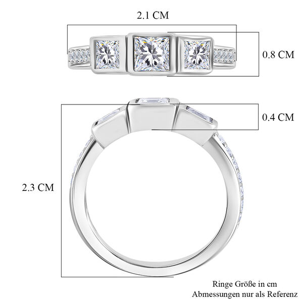 LUSTRO STELLA Hergestellt mit ZIRKONIA 3 Stein Ring 925 Silber Platin-&Uuml;berzug (Gr&ouml;&szlig;e 16.00) ca. 1,88 ct image number 8