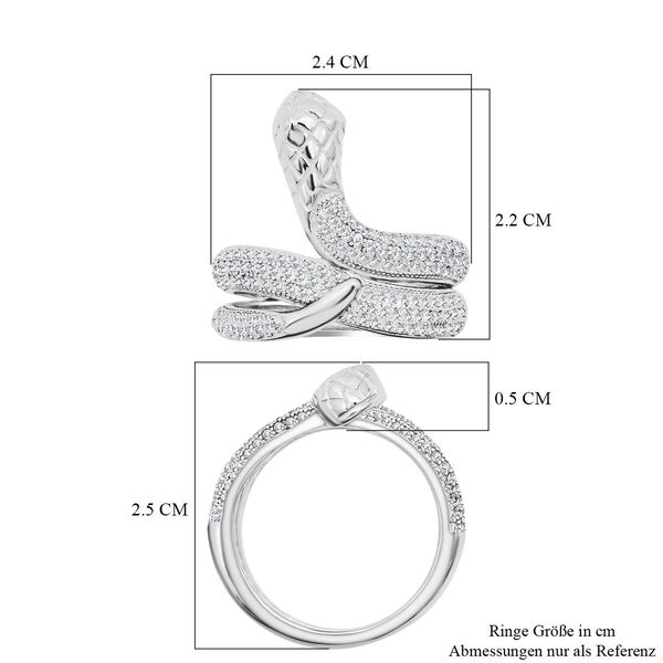 Lustro Stella Weißer Zirkonia Schlangen Ring image number 6