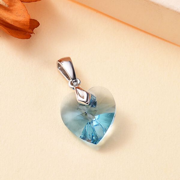 J Francis gefertigt mit SWAROVSKI- Aquamarin Swarovski Kristall Herz Anhänger image number 2