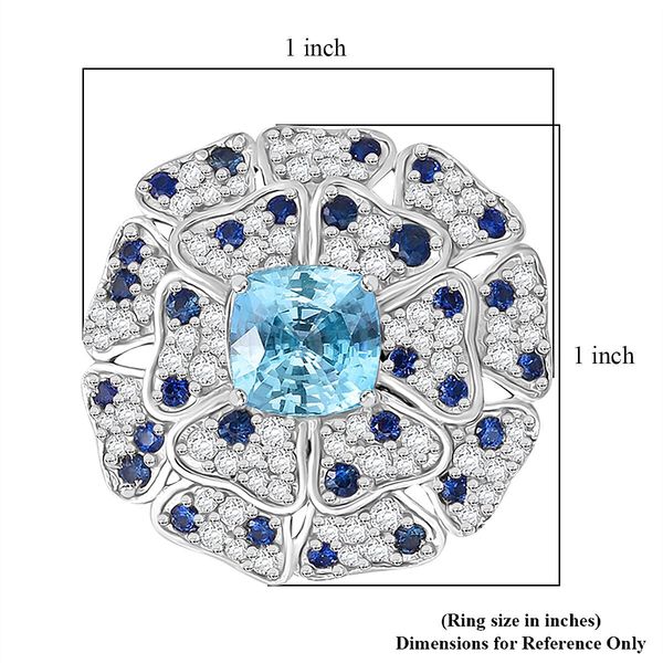 AA blauer Zirkon, blauer Saphir und Moissanit Ring - 4,63 ct. image number 5