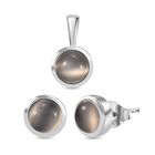 2er Set - Srilankan Ebony Mondstein Anhänger und Ohrringe, 925 Silber rhodiniert (Doublet) ca. 4.50 ct