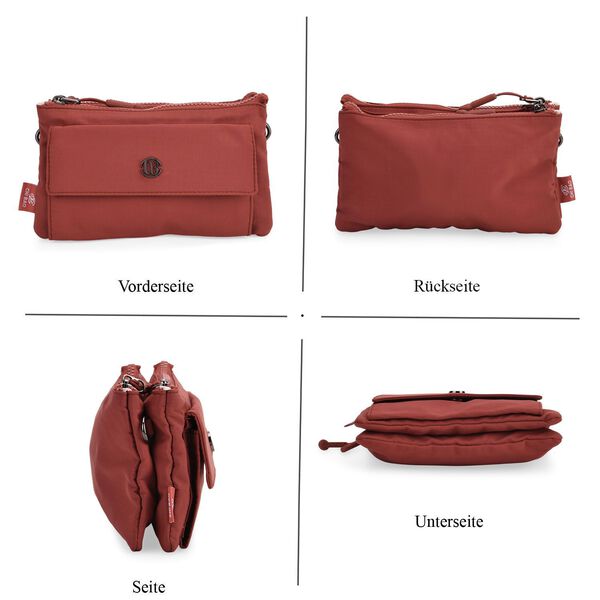 Crossbody Tasche, 20x12x3,5cm,  Ziegelrot image number 5