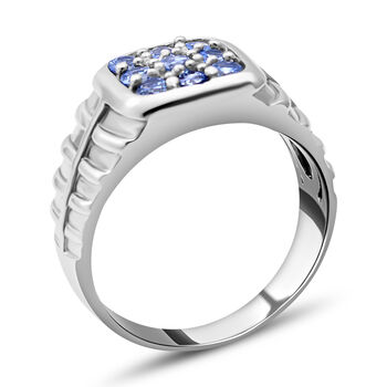 Ceylon-Saphir Ring, 925 Silber platiniert (Gr&ouml;&szlig;e 21.00) ca. 1,00 ct