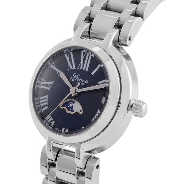 GENOA - Uhr mit japanischem Uhrwerk und blauem Sonnenschliff-Zifferblatt,  Reiner Edelstahl, 20 cm image number 4