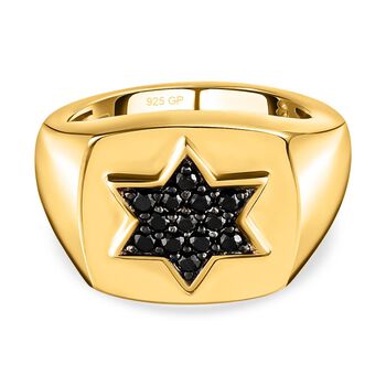 GP Celestial Traum-Kollektion - Schwarzer Diamant-Ring, 925 Silber vergoldet (Gr&ouml;&szlig;e 18.00) ca. 0,35 ct