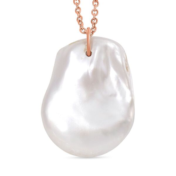 Wei&szlig;e Keshi Perle, Blauer Opal Schmuckset Messing und Edelstahl IP Rosa Plattierung image number 4