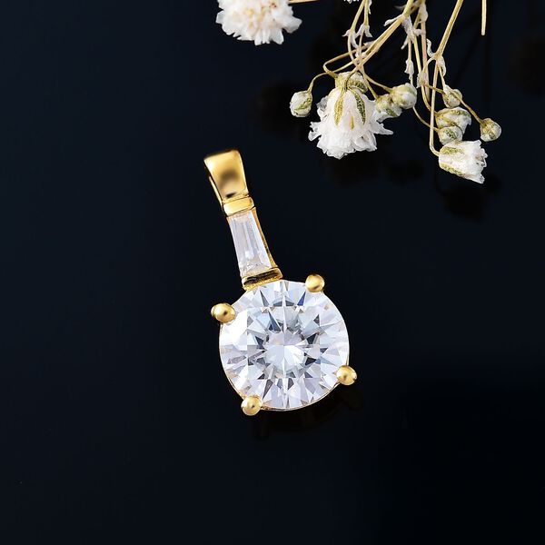 Moissanit Anhänger, 925 Silber 750 Gelbgold Vermeil - 1,84 ct. image number 3