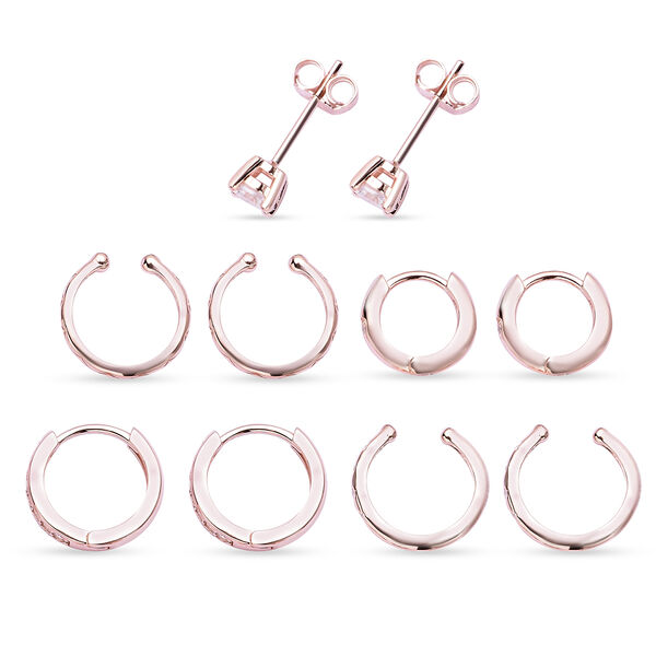 5er- Set wei&szlig;e Zirkonia-Ohrringe, 925 Silber rhodiniert ca. 1.24 ct image number 8