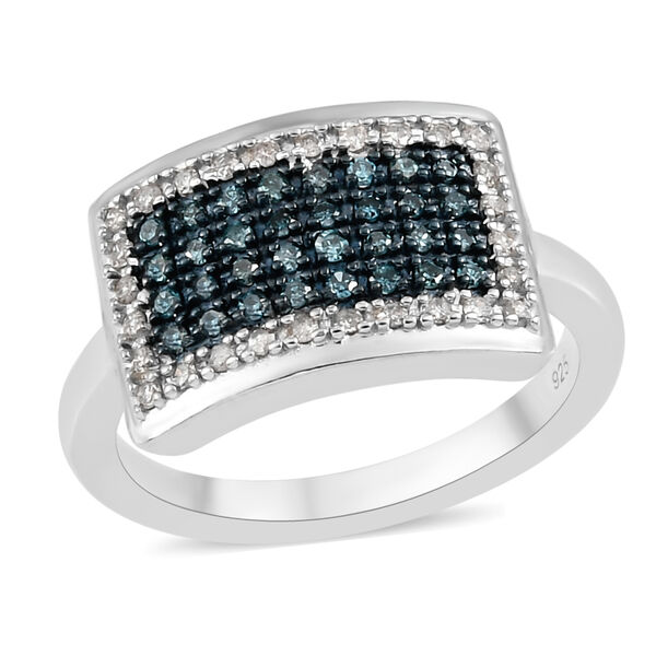 Blauer und Wei&szlig;er Diamant Ring 925 Silber platiniert  ca. 0,33 ct image number 4