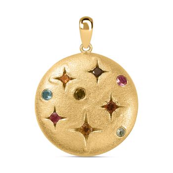 AA Mehrfarbiger-Turmalin Anh&auml;nger, 925 Silber Gelbgold Vermeil ca. 0.69 ct