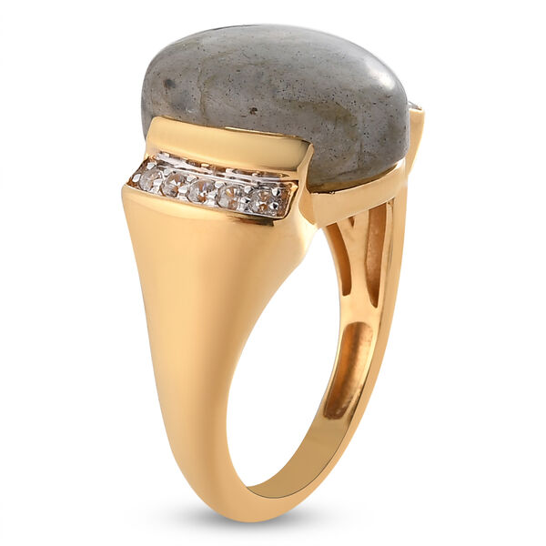 Labradorit und Zirkon-Ring, 925 Silber vergoldet  ca. 6,49 ct image number 5