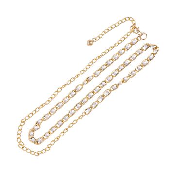 Modischer Ketteng&uuml;rtel, Aluminium + Kunststoff-Zierperlen, Gesamtl&auml;nge 115cm (65+50), 30g, gewebt, wei&szlig;