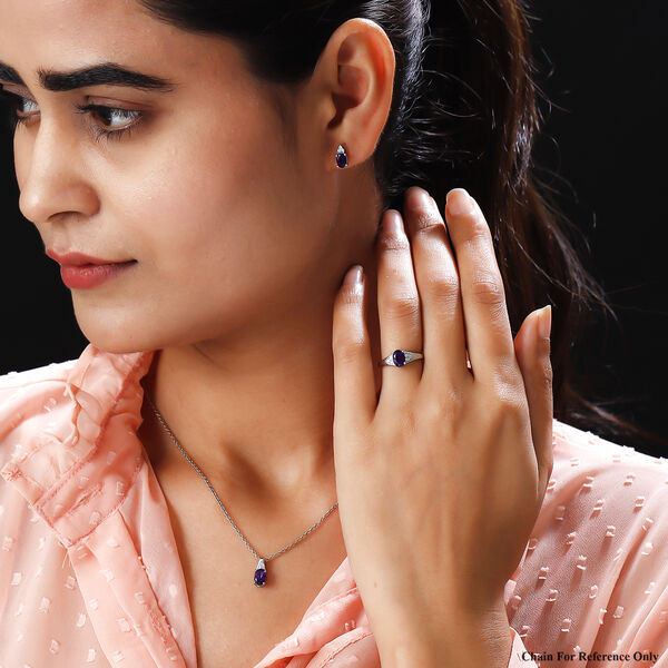 Natürlicher, marokkanischer Amethyst-Ring, Anhänger und Ohrringe, ca. 2,53 ct image number 2