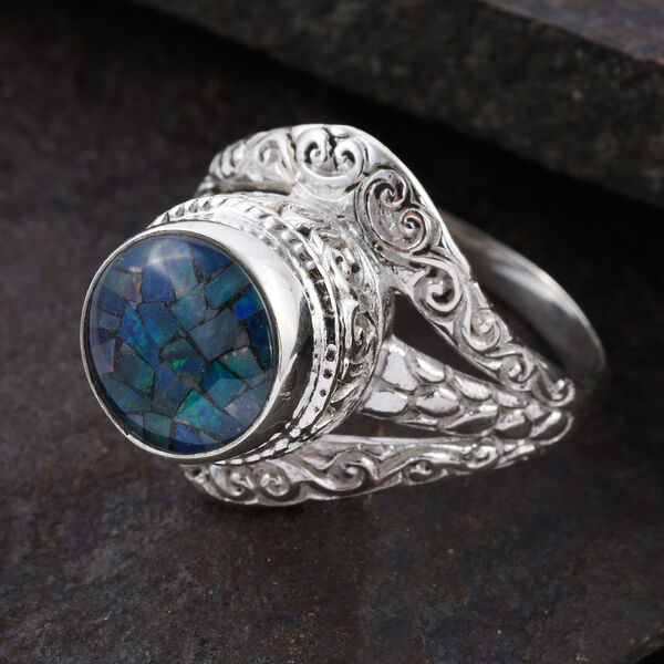 Royal Bali Kollektion - Mosaik Opal Ring in 925 Silber - 2,48 ct. image number 2