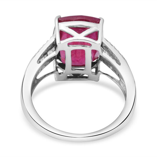 AAA Afrikanischer Rubin und Moissanit-Ring, 925 Silber platiniert  ca. 9,10 ct image number 3