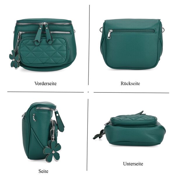 PU Crossbody Tasche mit gemustertem Riemen, 22x8x19cm, Blaugrün image number 5