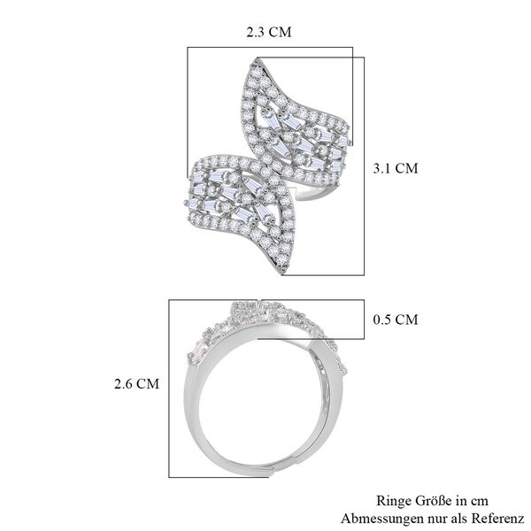 Flexibler weißer Zirkonia-Bypass-Ring image number 5