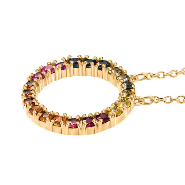 D'Joy AA Mehrfarbig Saphir Halskette ca. 45 cm 925 Silber 750 Gelbgold Vermeil ca. 1.58 ct image number 4