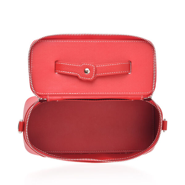 Echtleder City Crossbody-Tasche mit Tragegriff, Rot, 23.5x12x10 cm image number 6