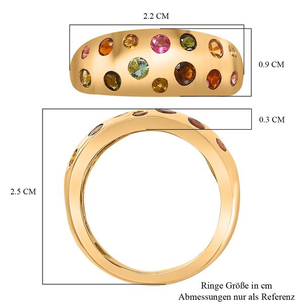 AA Mehrfarbiger-Turmalin Ring, 925 Silber, 750 Gelbgold Vermeil (Größe 21.00) ca. 1.00 ct image number 7