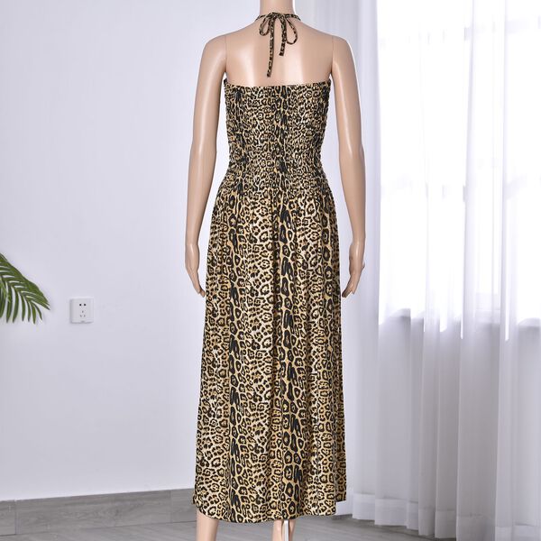 Gesmoktes Kleid, brauner Leopardendruck image number 2