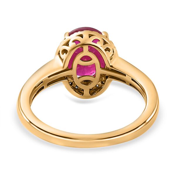 Afrikanischer Rubin (Fissure gef&uuml;llt), Wei&szlig;er Diamant Ring, 925 Silber Gelbgold Vermeil (Gr&ouml;&szlig;e 16.00) ca. 2.69 ct image number 6