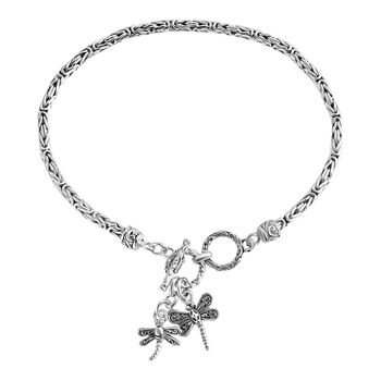Royal Bali Kollektion- Armband mit Libellen-Charme in 925 Silber, 20cm