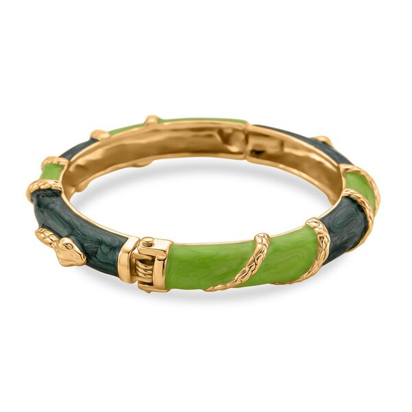 Emaille-Armreif im Streifen-Design, Dunkel- und Hellgrün, ca. 19 cm image number 6